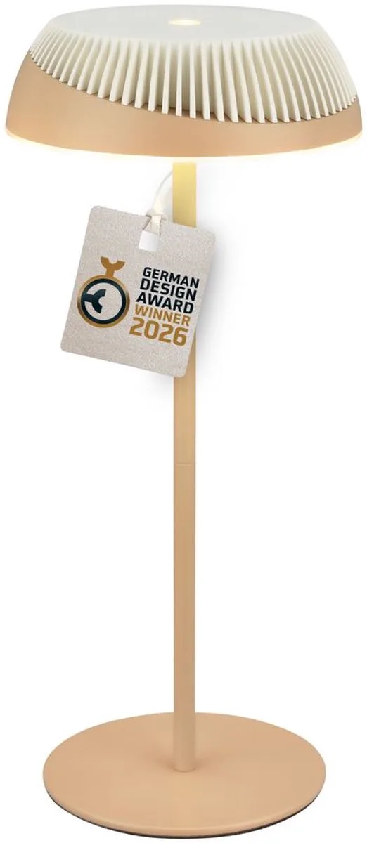 Alusta - Tafellamp oplaadbaar - dimbaar met touchfunctie - German Design Award Winner 2026 - IP44 spatwaterdicht - warmwit licht - Ø14 x 32 cm - brons metallic von Briloner in Beige – Produktfoto