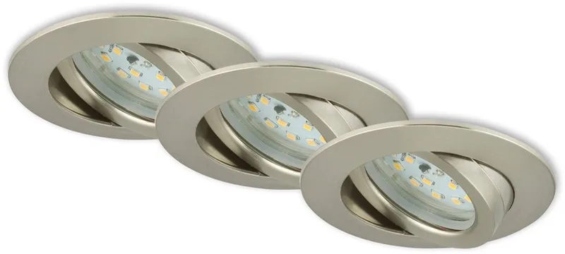 ATTACH DIM - inbouwspots - set van 3 - Dimbaar - 5,5W - Ø82mm - Mat nikkel de Briloner en Nikkel mat – photo produit