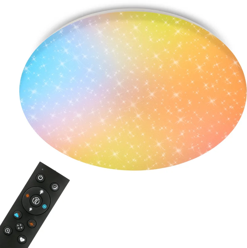 Auri - Dimbaar Plafondlamp - met backlight - woonkamer lamp - met kleurwisseling en afstandsbediening - Ø56cm de Briloner en Blanc – photo produit