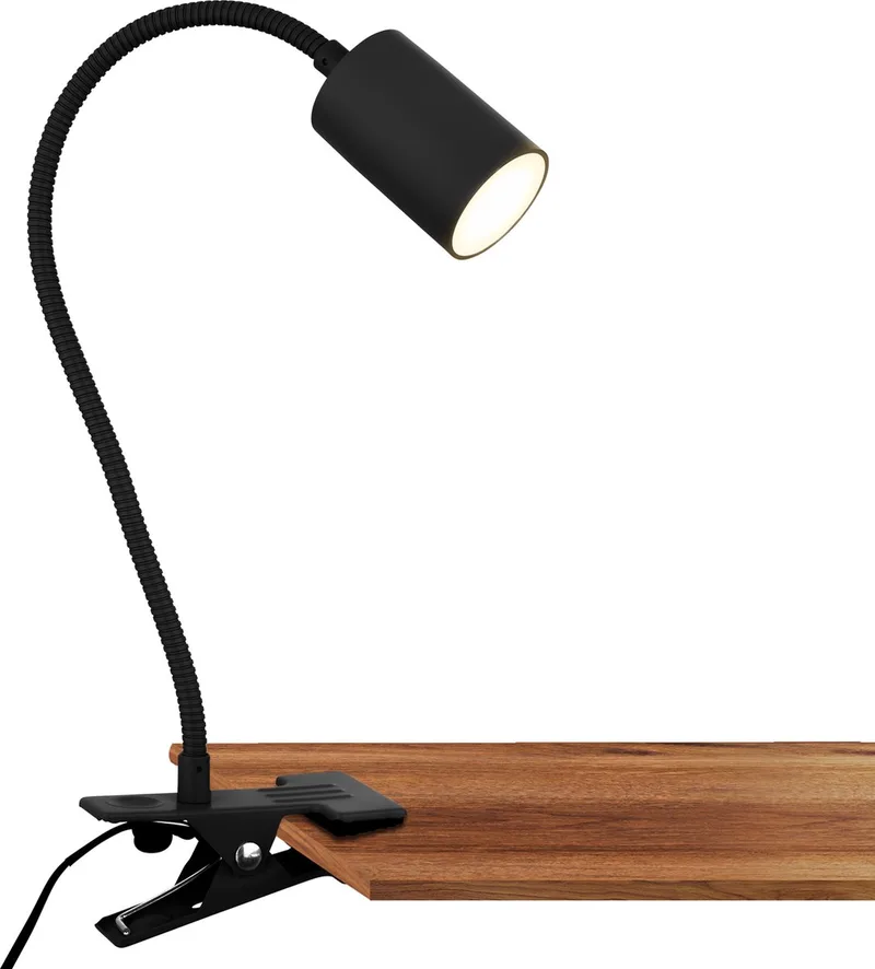 B.K.Licht - Bureaulamp met snoerschakelaar - klemlamp - warm witte lichtkleur - draaibaarleeslamp - 40x10x6,5 cm de Briloner en Noir – photo produit