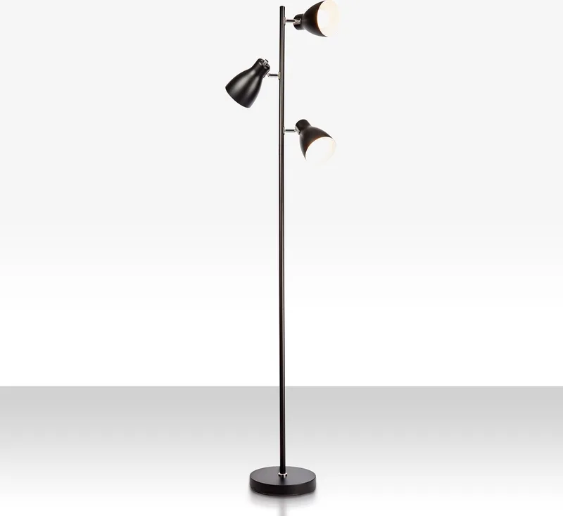 B.K.LICHT - Industriële Vloerlamp - zwart gouden staande lamp - draaibar - met E27 fitting - h.: 166cm de Briloner en Zwart-wit – photo produit