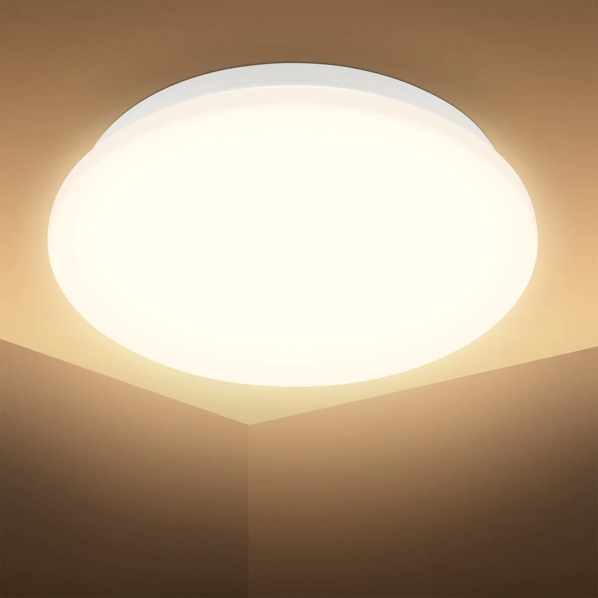 B.K.Licht - LED Plafondlamp met bewegingssensor - badkamerverlichting - badkamerlamp met warm wit licht - Ø27 wit de Briloner en Blanc – photo produit