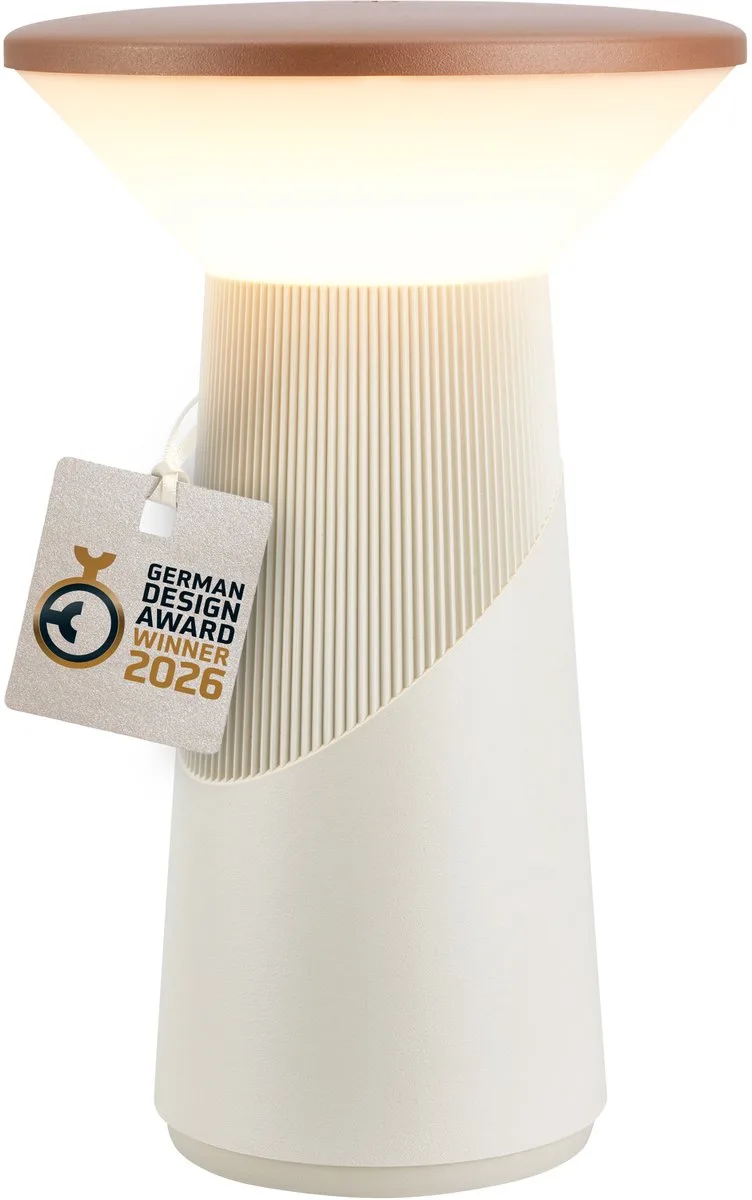 B.K.Licht Pilia - Oplaadbare Tafellamp - snoerloze lamp - dimbaar - met batterij - usb-c - Ø15 x 24cm - koffie & grijs från Briloner i Beige – produktbild