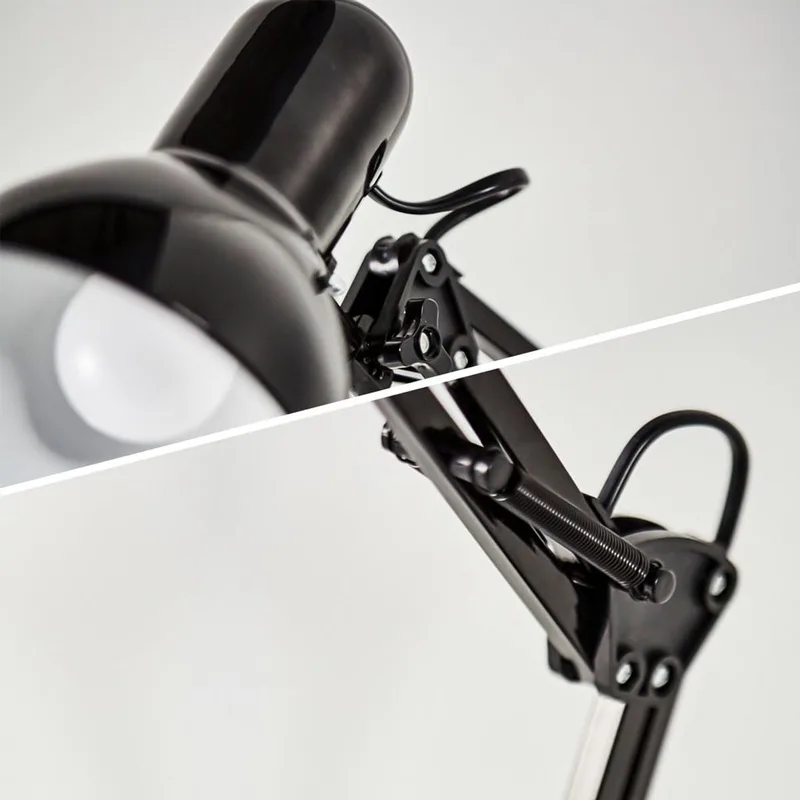 B.K.Licht - Zwarte Tafellamp - industriële bureaulamp - kantelbaar retro metalen design - bureaulamp E14 fitting - excl. lichtbron från Briloner i Zwart retro – produktbild