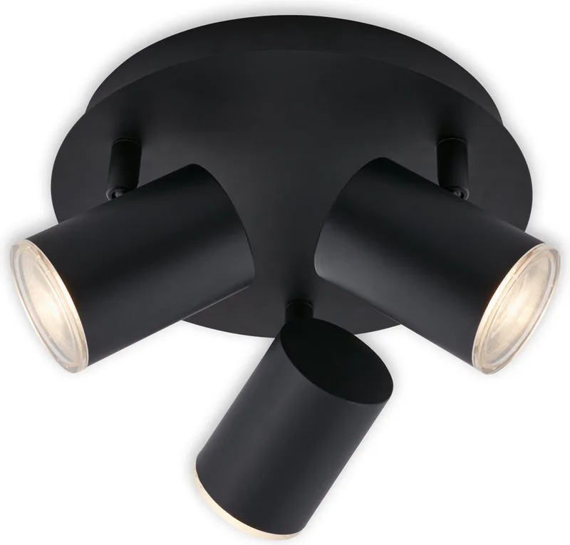 Takspotlight Banyo Splash GU10 IP44 rund 3 lampor från Briloner i Svart – produktbild