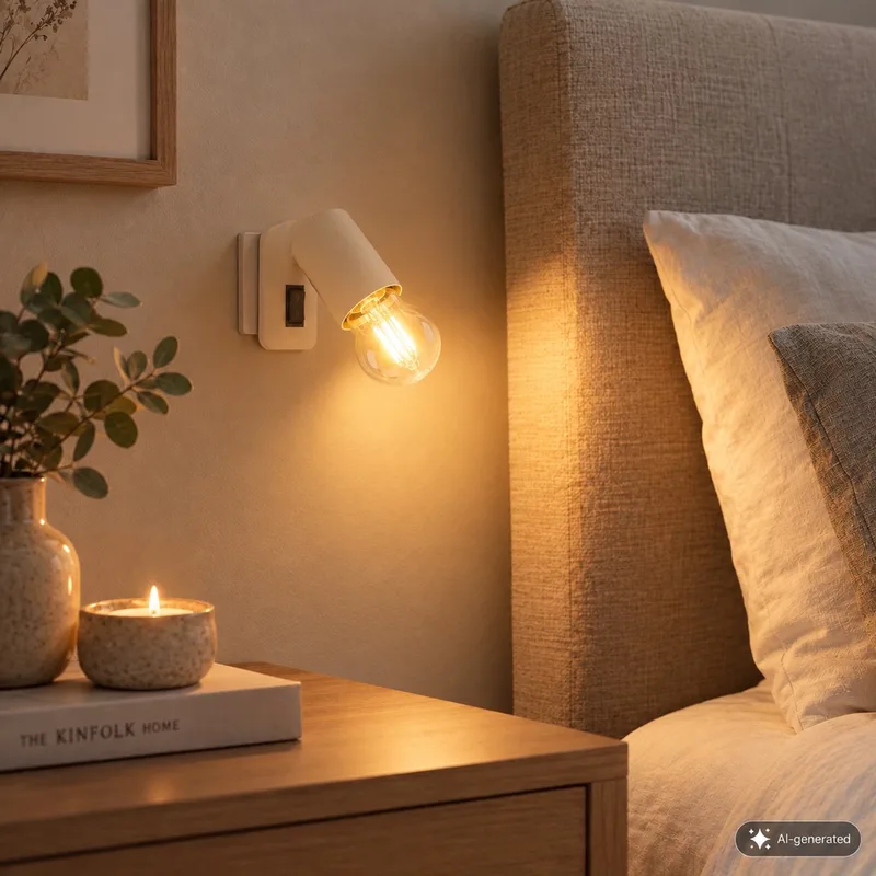 Batita, stickproppslampa, vägglampa, E27-sockel, för plug-in-användning, med strömbrytare, vridbar, E27-sockel, 9,5 x 6,7 x 7,8 cm från Briloner i Beige – produktbild
