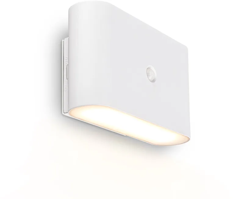 Chet – LED Wandlamp oplaadbaar – zonder stroom & boren – met bewegingssensor – warm wit licht – met kleefpad – wit – 16 x 9,5 x 6,5 cm van Briloner in Wit – productfoto