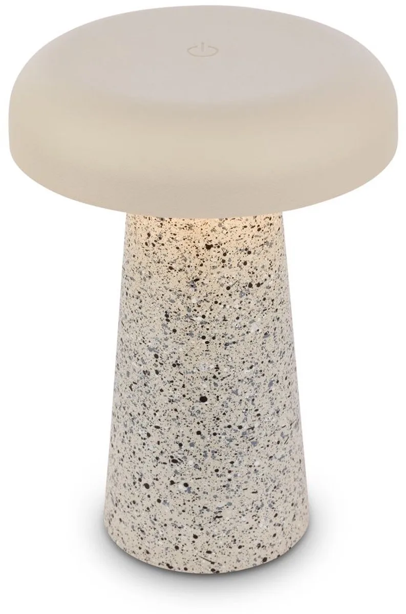 Cloud - Oplaadbare tafellamp - Dimbaar - Touchfunctie - Warmwitte lichtkleur - IP44 spatwaterdicht - Accu en lichtbron verwisselbaar - Ø12 x 17 cm - Travertin de Briloner en Warm grijs – photo produit