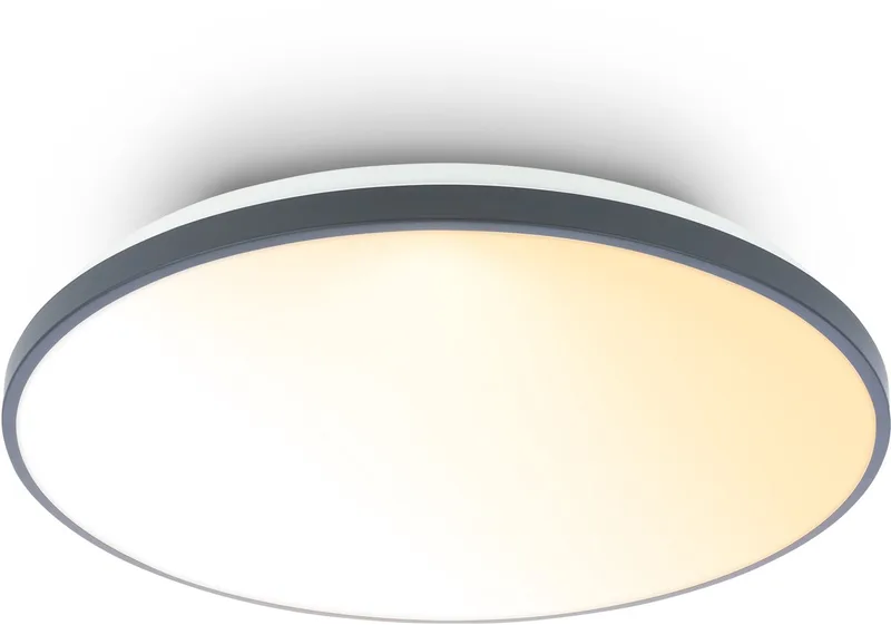 Competo - LED Plafondlamp - dimbaar - CCT - met afstandsbediening - melkachtig lichtvlak - Ø48cm - antraciet fra Briloner i Anthraciet – produktbillede