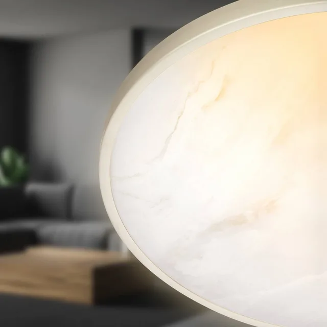 Competo - LED Plafondlamp - dimbaar plafonniére - met afstandsbediening - CCT - alabaster design - Ø38 cm van Briloner in Wit – productfoto 4 van 5