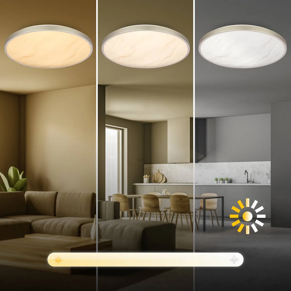 Competo - LED Plafondlamp - dimbaar plafonniére - met afstandsbediening - CCT - alabaster design - Ø38 cm van Briloner in Wit – productfoto 5 van 5