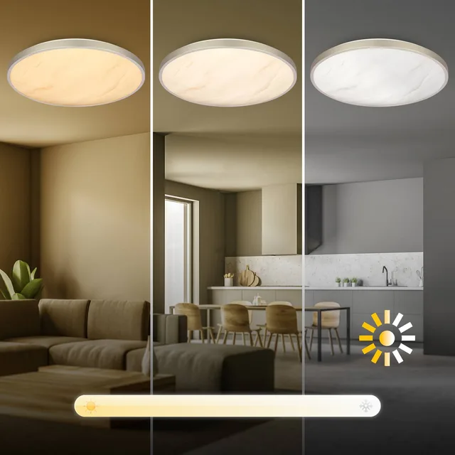 Competo - LED Plafondlamp - dimbaar plafonniére - met afstandsbediening - CCT - alabaster design - Ø38 cm van Briloner in Wit – productfoto 5 van 5