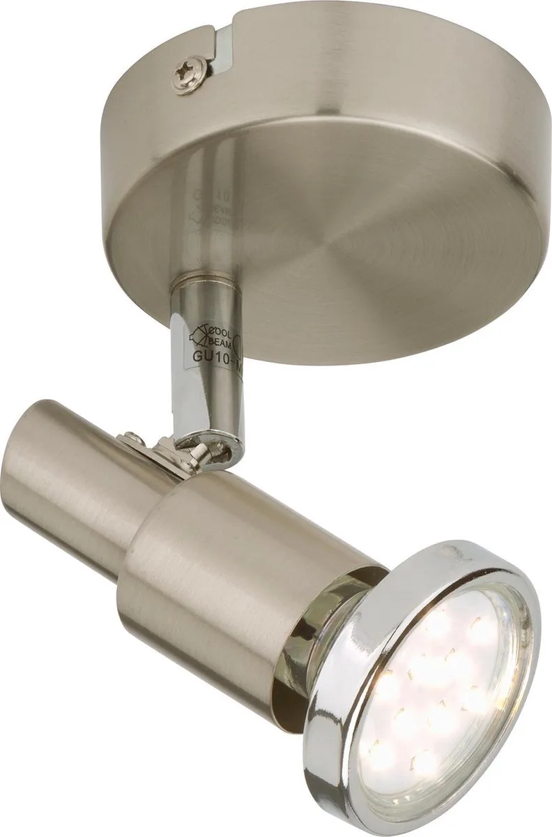 COOL - wandlamp - plafond spot - 1 lichts - draaibaar & kantelbaar - metaal - spot incl. LED-lamp - 3 W - 10,5 x 11 x 12 cm by Briloner in Mat nikkel – product photo