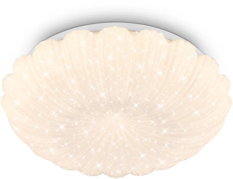 Cosmo - LED Plafondlamp - plafonniére met warm wit licht - sterrenhemel effect - gegolfde rand - Ø28.5cm - wit de Briloner en Blanc – photo produit