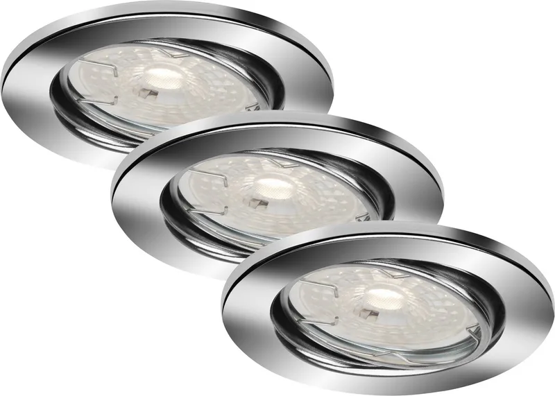 DIMM - LED inbouwarmatuur - 7256- 038 - Warm wit 3000K - IP23 bescherming - Draaibare lamp - Traploos dimbaar - IP23 - 25.000 uur - Ø8.6 x 7 cm von Briloner in Chrom – Produktfoto