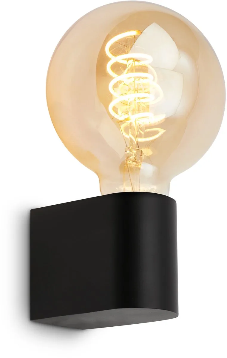 Donga - LED Retro Spiegellamp - spiegelverlichting badkamer - buiten wandlamp - E27 fitting - 4.5 x 8 x 9.5 cm von Briloner in Schwarz – Produktfoto