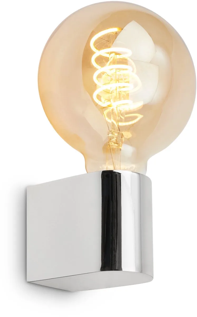 Donga - LED Retro Spiegellamp - spiegelverlichting badkamer - buiten wandlamp - E27 fitting - 4.5 x 8 x 9.5 cm de Briloner en Chrome – photo produit
