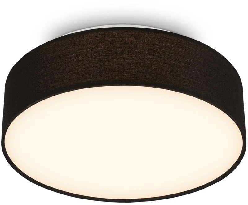 Duck - LED Plafondlamp met stoffen kap - warm wit licht - woonkamer verlichting - 16W - Ø30 - zwart de Briloner en Noir – photo produit