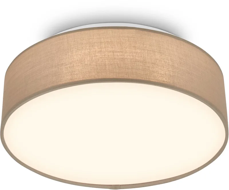 Duck - LED Plafondlamp met stoffen kap - warm wit licht - woonkamer verlichting - 16W - Ø30 - taupe fra Briloner i Taupe (inkl. verlichting) – produktbillede
