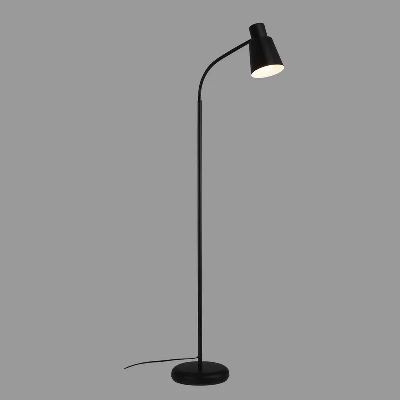 Ekko - Vloerlamp - woonkamer staande lamp - leeslamp - industrieel - metaal - E27 fitting - 128cm van Briloner in Zwart – productfoto