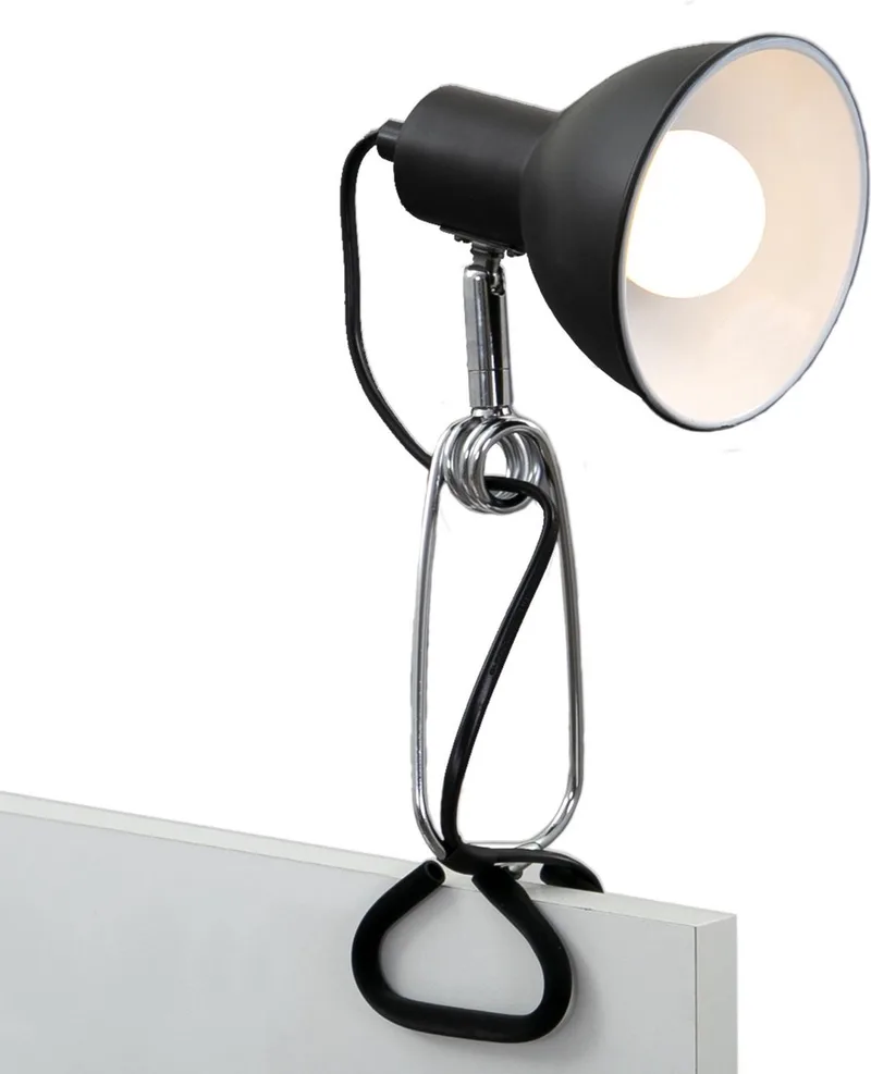 Fix lampe à pince, lampe de bureau avec douille E14, incl. interrupteur marche et arrêt, spot à pince avec câble 140cm de Briloner en Noir – photo produit