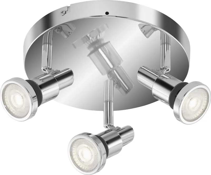 FLAMO - plafond spot - 2-lichts - draaibaar en kantelbaar - GU10 - LED - 4 Watt - 400 Lumen - 3.000 Kelvin - IP44 - 210x106mm (DxH) de Briloner en Chrome – photo produit