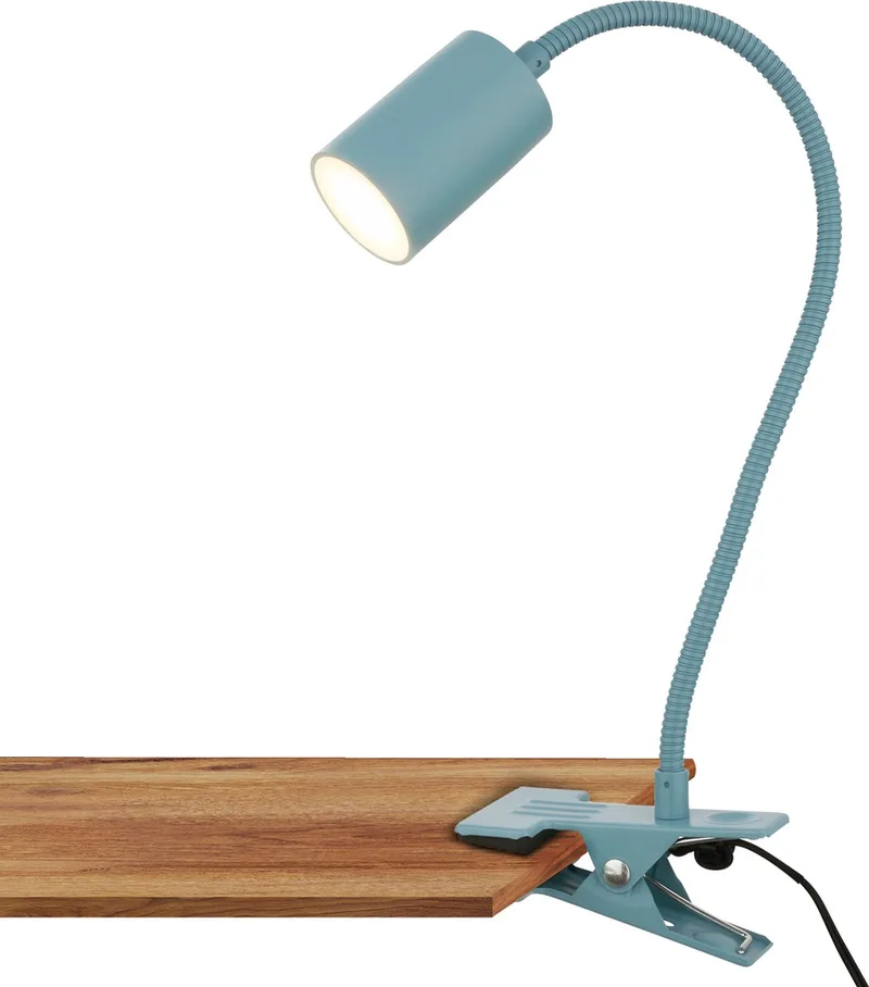 Fleks, skrivbordslampa, klämlampa, lutbar och fastklämbar, klämspot med varmvitt ljus, 3.5W, 40x10x6cm från Briloner i Blå – produktbild