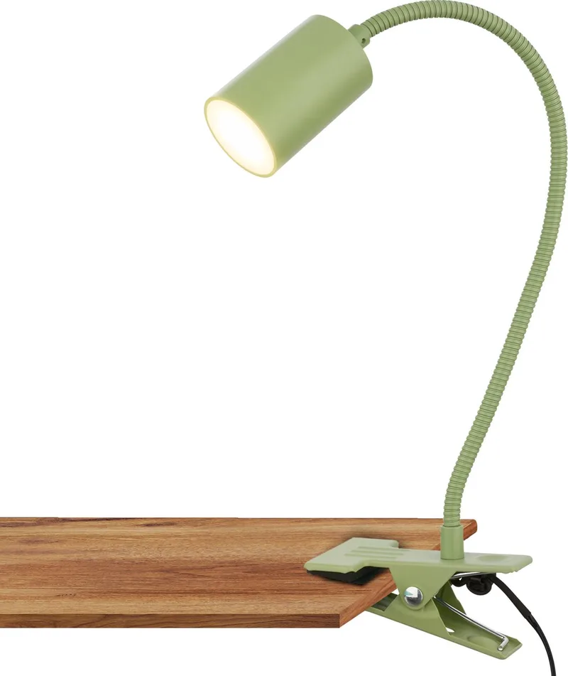 Fleks skrivebordslampe, klemlampe, kan vippes og klemmes, klemspot med varmt hvidt lys, 3.5W, 40x10x6cm fra Briloner i Grøn – produktbillede