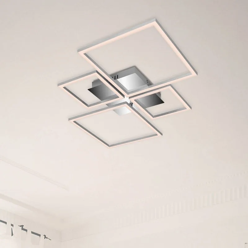 Frame LED plafondlamp, CCT, 4-lamps, aluminium van Briloner in Geborsteld aluminium – productfoto