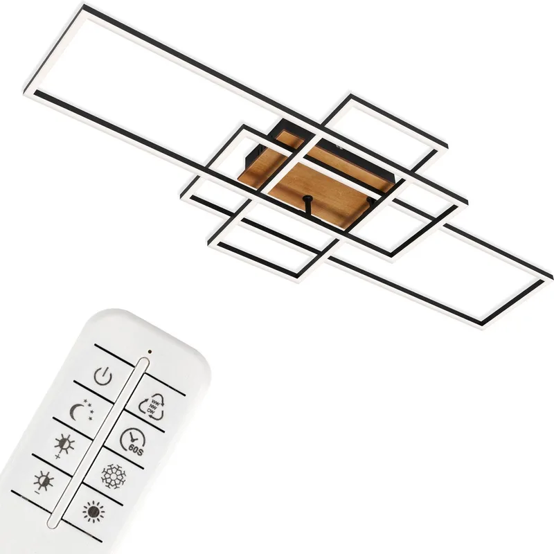 Frame - LED Plafonniére - plafondlamp met afstandsbediening – dimbaar – CCT kleurtemperatuur – kantelbaar – 104 x 42 x 10,5 cm fra Briloner i Sort – produktbillede