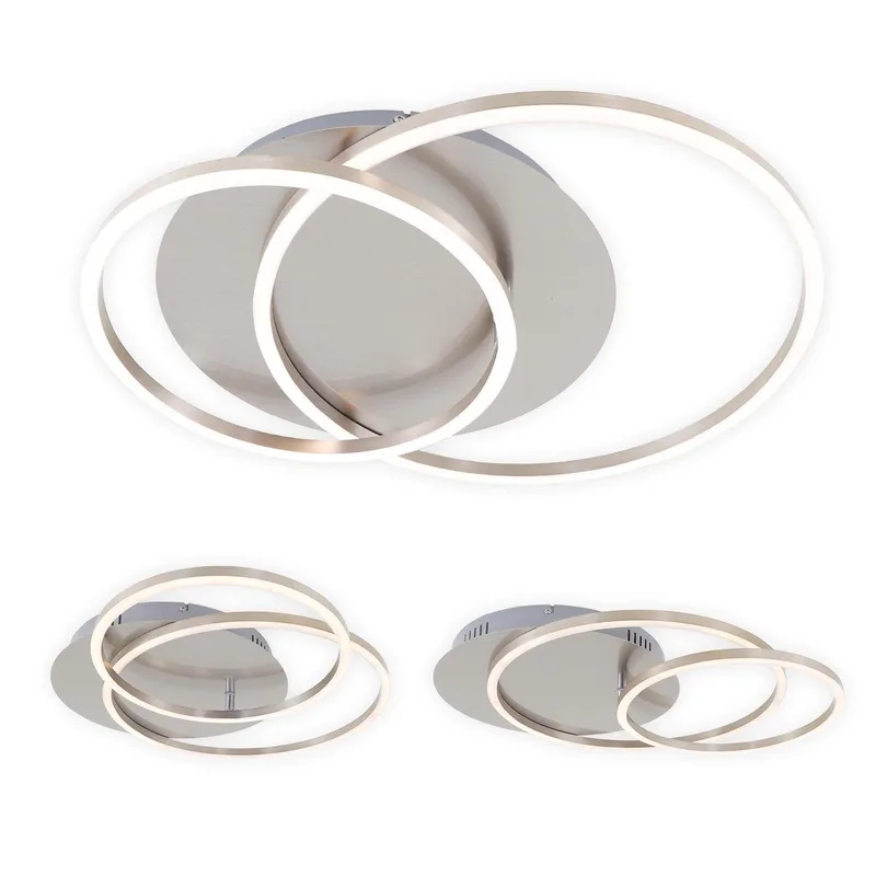 FRAME - Plafonnière dimbaar - plafondlamp draaibaar - incl. geheugenfunctie - LED 40W - 3.200 lumen - mat-nikkel - Ø 30cm de Briloner en Mat nikkel – photo produit