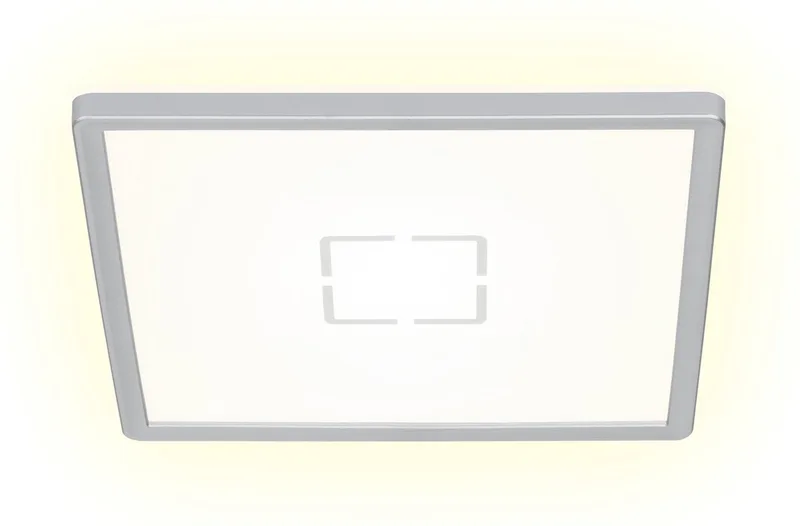 FREE - Plafondlamp - plafonnière met achtergrondverlichting - LED - 18 W - 2.400 Lumen - 4.000 Kelvin - vierkant - wit von Briloner in Silber – Produktfoto