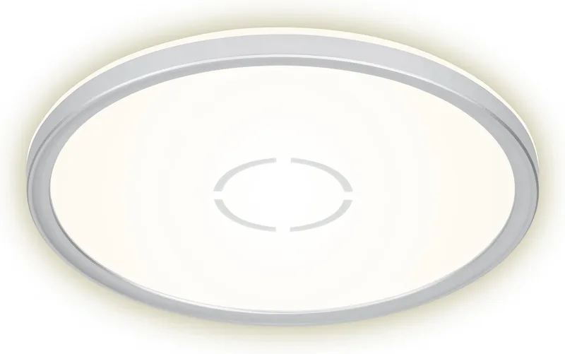 FREE - Plafondlamp - plafonnière met achtergrondverlichting - LED - 18 W - 2.400 Lumen - 4.000 Kelvin - rond - wit-zilver - Ø 29,3cm de Briloner en Argent – photo produit
