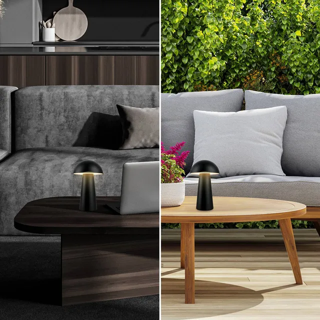 Fungo mini, lampe de table rechargeable, dimmable, tactile, pour l'intérieur et l'extérieur, lampe de table sans fil, h.: 19.5cm de Briloner en Noir – photo produit 3 sur 3