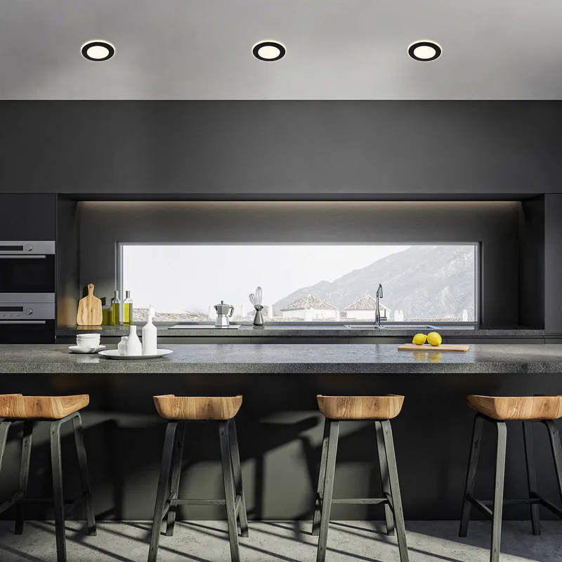 Gima LED inbouwlamp, 3.000 K, set van 3 från Briloner i Svart – produktbild
