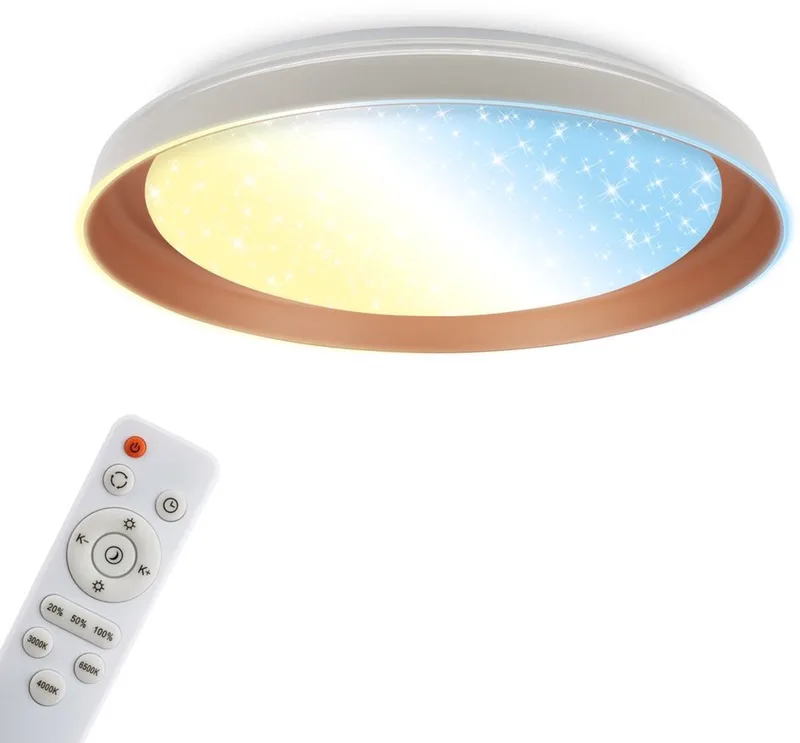 Gima - LED Plafondlamp - Dimbaar - Afstandsbediening - CCT-kleurtemperatuurregeling - Ø43 x 8 cm - Coffee von Briloner in Warm grey, Coffee – Produktfoto