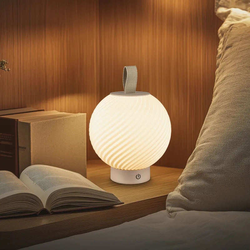 Globe - Tafellamp oplaadbaar - dimbaar - warm wit licht - Ø18x25cm de Briloner en Beige – photo produit