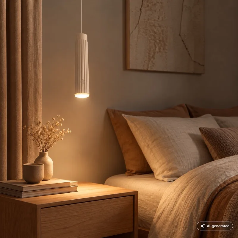 Hang - Hanglamp oplaadbaar - bedlamp in hoogte verstelbaar - warm wit licht - dimbaar - zonder stroomaansluiting - woonkamer | slaapkamer | eetkamer by Briloner in Beige – product photo