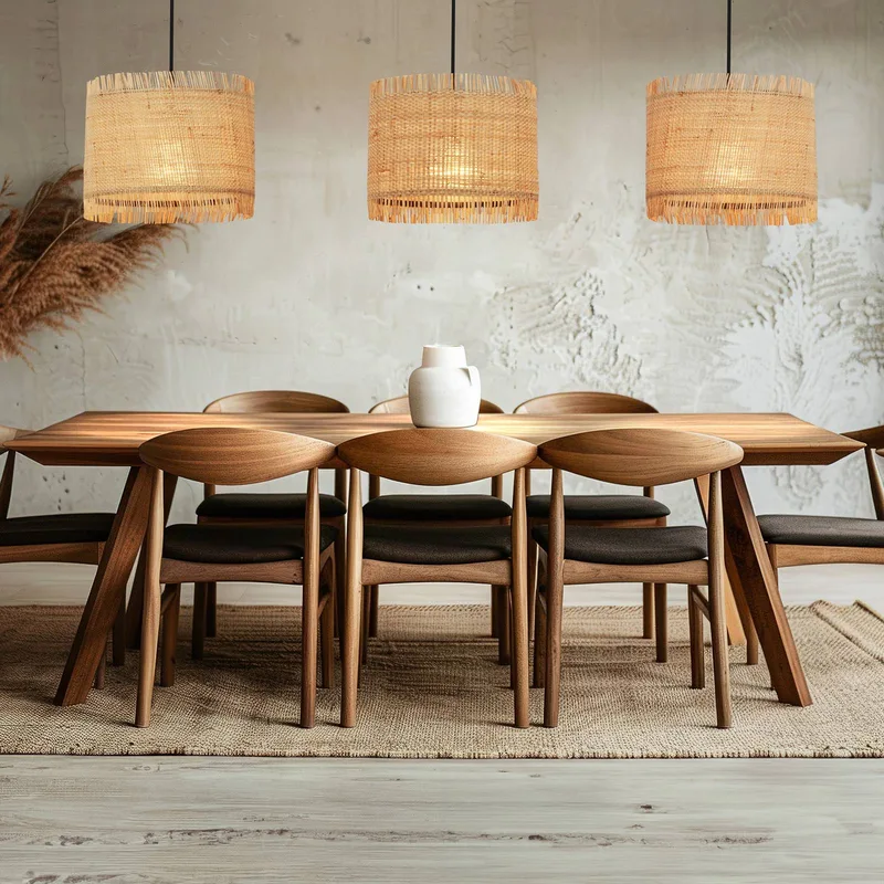 Hanglamp Borra, 3-lamps, naturel, stro de Briloner en Natuurkleurig, Noir – photo produit