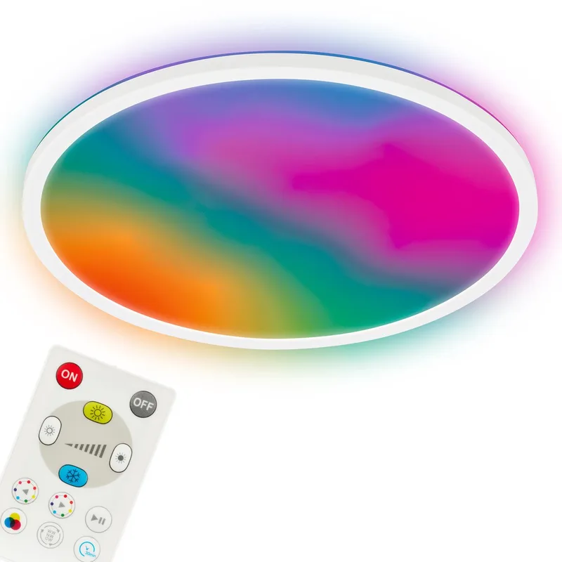 Happy - Plafondlamp dimbaar - kleurwisseling met afstandsbediening - Ø42cm von Briloner in Weiß – Produktfoto