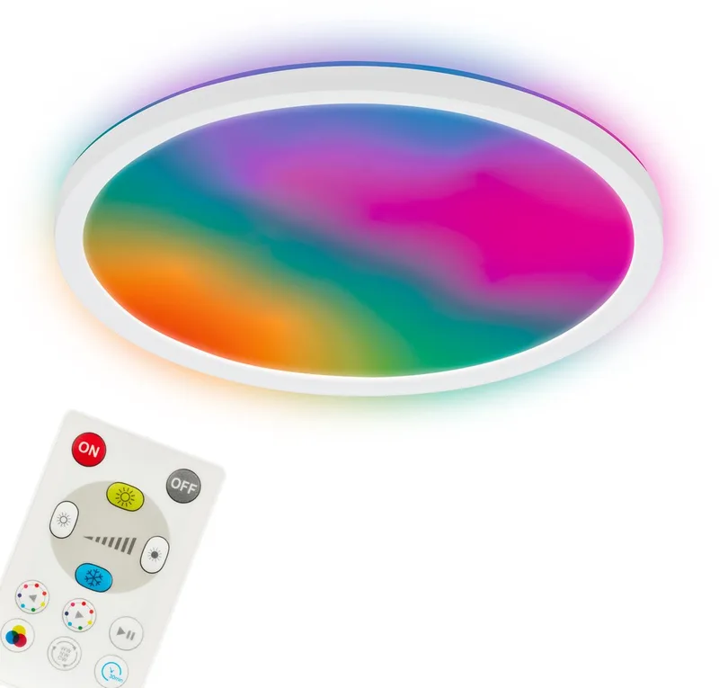 Happy - Plafondlamp dimbaar - kleurwisseling met afstandsbediening - Ø29cm fra Briloner i Hvid – produktbillede