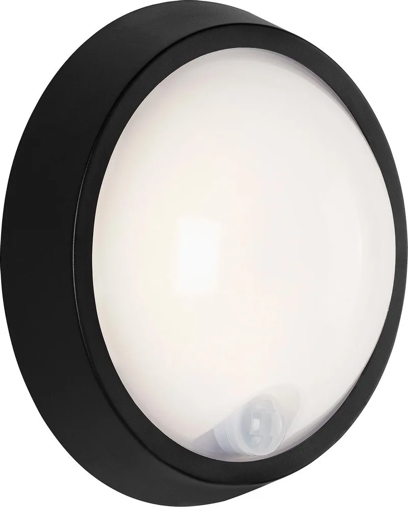 Helsinki, utomhusbelysning, LED vägglampa, med rörelsesensor, 12W, IP44, Ø17 cm från Briloner i Svart – produktbild