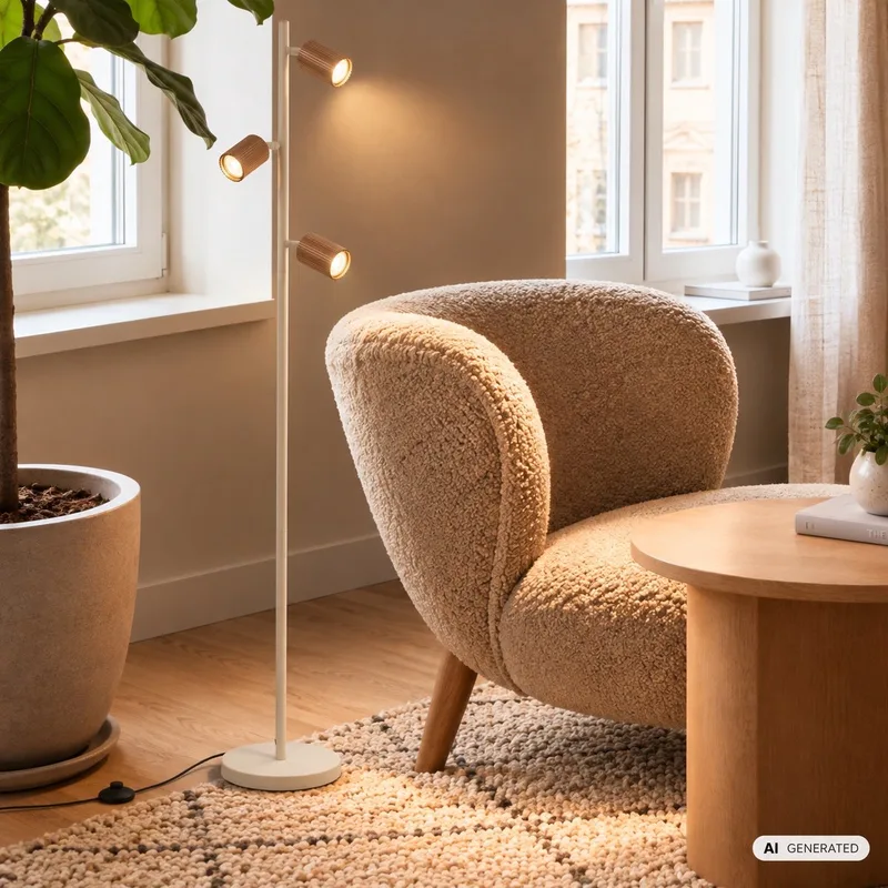Ida - Vloerlamp - woonkamer lamp - bureaulamp - staande lamp met GU10 fitting - h.: 141cm de Briloner en Koffie – photo produit