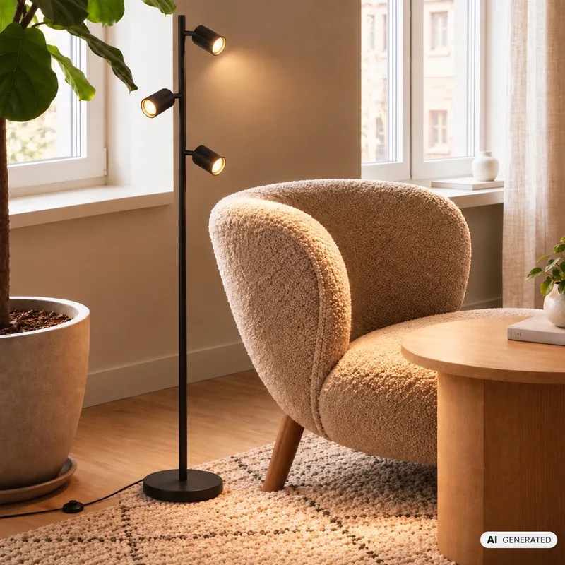 Ida - Vloerlamp - woonkamer lamp - bureaulamp - staande lamp met GU10 fitting - h.: 141cm från Briloner i Svart – produktbild