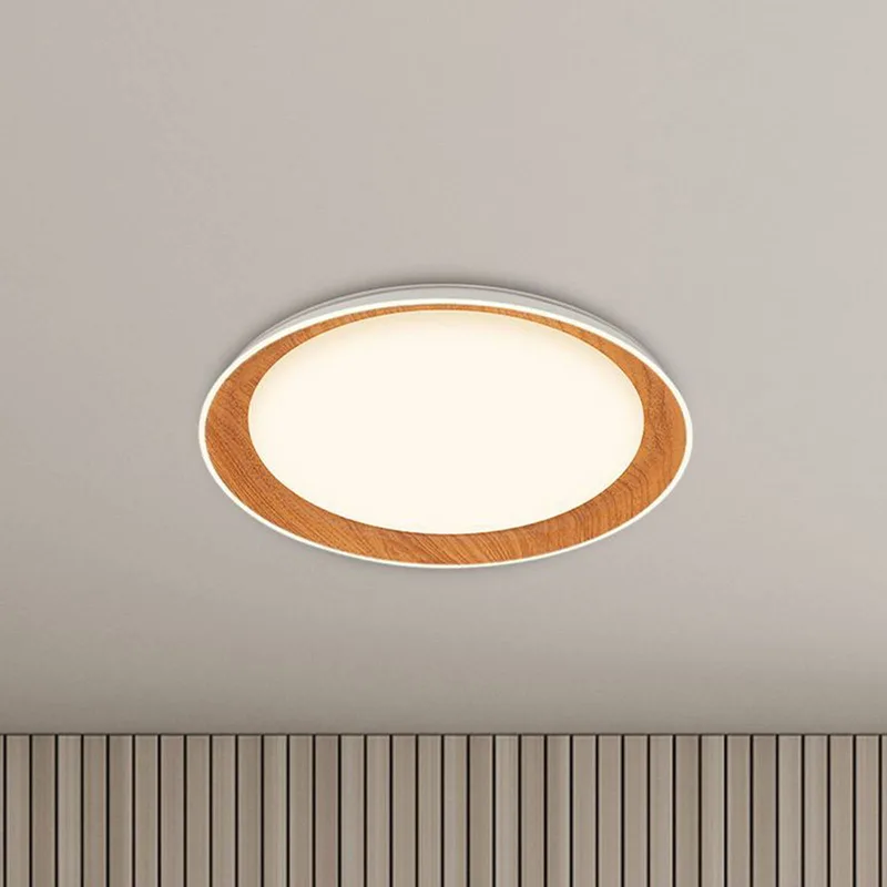 Ijus LED plafondlamp, wit/houtkleurig, Ø 43 cm, kunststof de Briloner en Houtkleurig, Blanc – photo produit