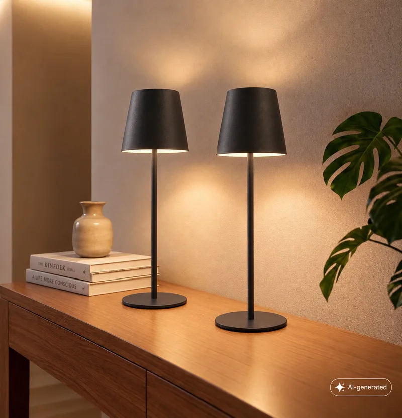 Kiki - Set van 2 Tafellampen oplaadbaar - buitenlampen - IP44 - warm wit licht 2.700 K - dimbaar - met USB - 12 x 36 cm de Briloner en Anthracite – photo produit