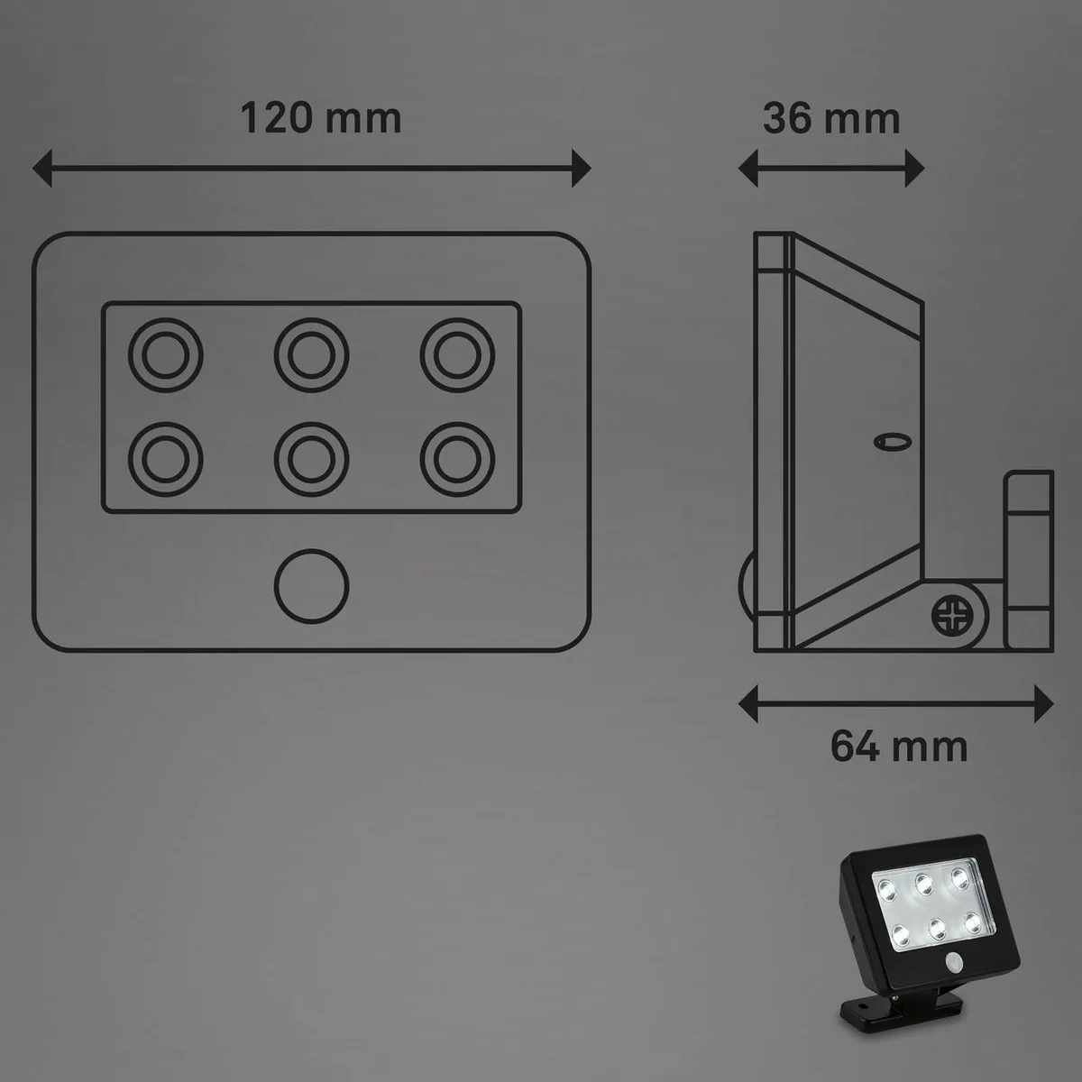 Kollig - LED Wandlamp oplaadbaar - op batterijen - met sensor - buitenverlichting met bewegingssensor - 12 cm - IP54 - 6.500K van Briloner in Zwart – productfoto 2 van 2