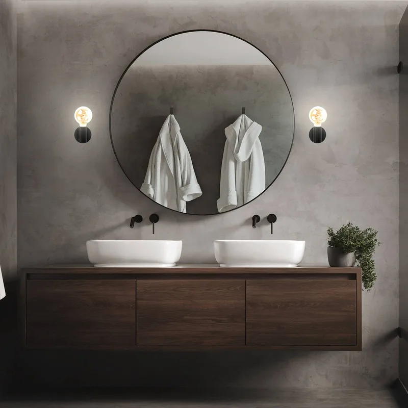 Kosol wandlamp voor badkamer, IP44, E27 fra Briloner i Sort – produktbillede
