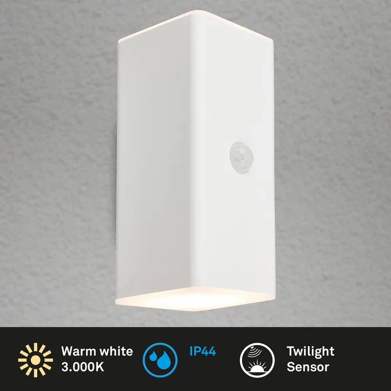 Kuni - Buitenlamp met bewegingssensor - buitenverlichting met oplaadbare batterij - tuinverlichting met USB -- 15,5 x 6,5 x 8,5 cm - Wit de Briloner en Wit mat – photo produit