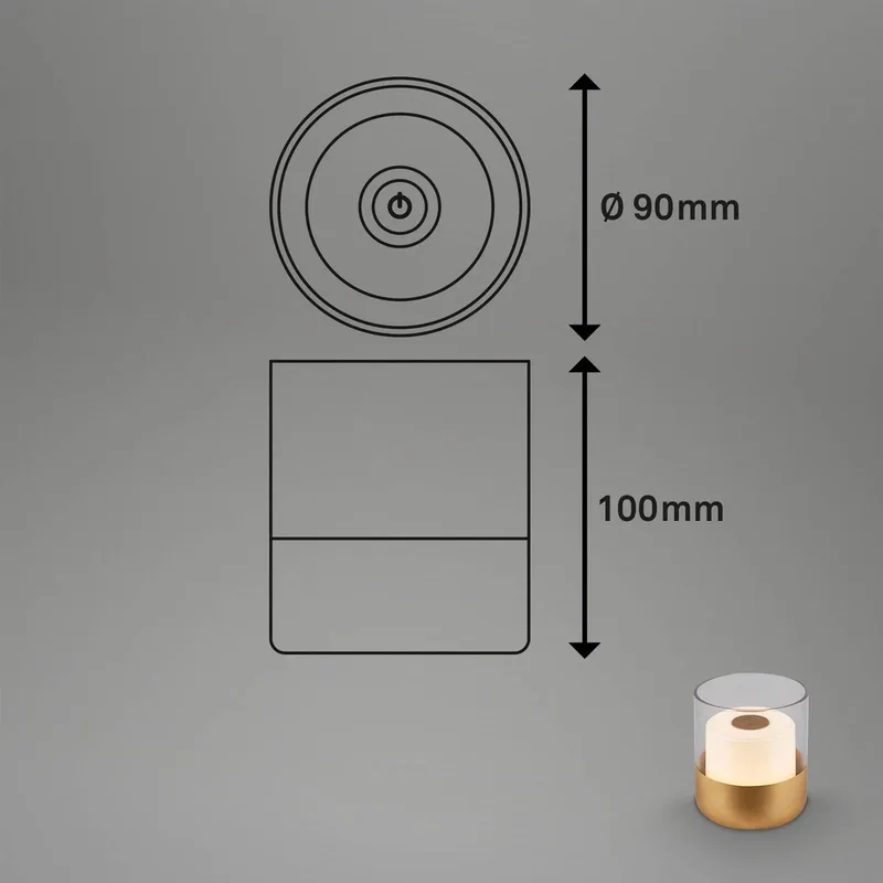 LED accu-tafellamp 7483 IP44 dimmer, goud de Briloner en Or, Transparent, Blanc – photo produit